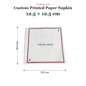 Custom Printed Disposable Paper <b>Napkin</b> 12.5x12.5 Cm 2 Ply 4-Fold Bag Style Dinner with Logo for Themed Party - Product Image 2