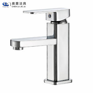 Robinet de lavabo Chen Lu Jie Ju, monocommande, avec cartouche céramique, finition chromée, à poser sur le comptoir, carré, monotrou - Product Image 3