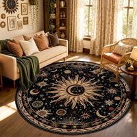 Tapis de sol Boho Gothique Soleil et Lune, grand format, noir, or, beige, rouge, à poils ras, lavable, antidérapant, pour salon, entrée, décoration