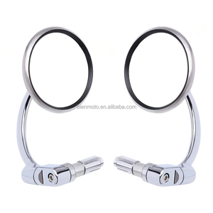 Rétroviseurs latéraux universels pour guidon de moto, scooter, vélo, style vintage, avec tige courbée, forme ronde brillante, pour motard - Product Image 4