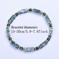 Bracelet vintage en pierre de jaspe verte, perles tubulaires, bracelet extensible en cristal, bracelet en pierre naturelle de jaspe verte, bracelet barillet