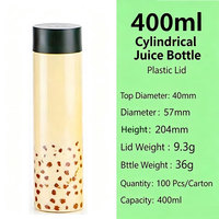 Bouteille de thé infusé à froid cylindrique jetable en PET transparente pour thé au lait, jus et boissons – Gobelet à emporter pour laitierie