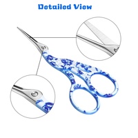 Ciseaux à broder en acier inoxydable coloré durable émaillé à motifs floraux assortis pour la couture, la couture à la main, le tricot, le travail à l'aiguille