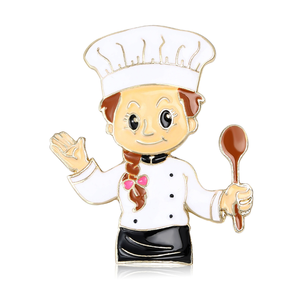 Broche de chef créative au design dernier cri, badge en alliage de personnage de dessin animé, cadeau pour chef de <span class=keywords><strong>restaurant</strong></span>, bijoux, broche de col, broche de costume - Product Image 5
