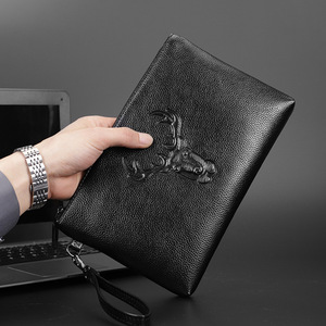 Borsa a Mano Nera per Uomo Grande Capacità Stile Occidentale Busta da Ufficio per Uomo 2025 Borsa con Logo per Affari HH01 - Product Image 5