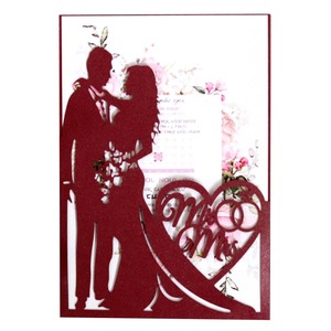 Tarjeta de felicitación de San Valentín estilo europeo, invitación de boda cortada con láser, carta de invitación de amor para boda - Product Image 3