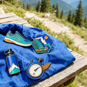 Badges de revers personnalisés modernes en émail pour la course en trail en extérieur, pour l'aventure sportive - Product Image 2