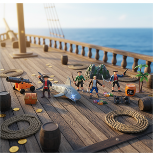 Wholesale Pirate Shark Clash Play Set, Light-Up Shark with Pirates &amp; Treasure Accessories for Children <strong>3</strong>+ - Product Image 3