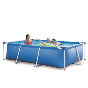 Piscine hors sol rectangulaire avec structure métallique, piscine familiale en PVC, 2,59 m x 1,70 m x 61 cm, légère, rapide à monter et à manipuler, résistante aux intempéries. - Product Image 1