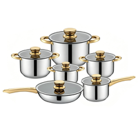 Ensemble de casseroles FLEY en acier inoxydable 12 pièces, ensemble de casseroles avec grande casserole pour cuisinière à induction, gaz, cuisine domestique, ustensiles de cuisine robustes