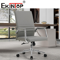 Fauteuil de Conférence en Cuir Ekintop, Meuble de Bureau, Fauteuil Visiteur Direction avec Accoudoirs
