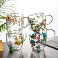 250ML 350ML nouveau Design fait à la main haute Borosilicate créatif fleur sèche Double paroi tasse en verre tasse