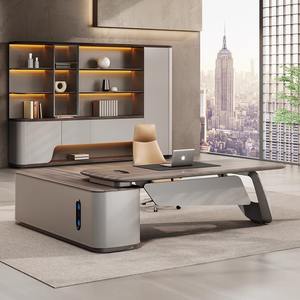 カスタマイズされた高級L字型オフィスデスクモダン木製家具CEOワークベンチホームスクールワークショップアパート用 - Product Image 2