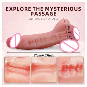 Dildo Realista <span class=keywords><strong>de</strong></span> Silicona Suave 2 en 1 con Diseño <span class=keywords><strong>de</strong></span> Vagina, Masturbador, Juguetes Sexuales para Adultos, <span class=keywords><strong>Extensor</strong></span> <span class=keywords><strong>de</strong></span> Pene para Parejas Masculinas - Product Image 4