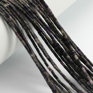 Vente en gros de tubes de 2*4mm en pierre naturelle, perles d'agate jaspe et de quartz, perles cylindriques pour bracelet, fabrication de bijoux - Product Image 5