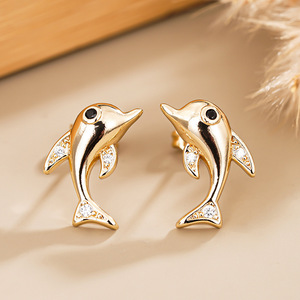 Orecchini a perno con delfino per donna, design simpatico a forma di animale, accessori per l'orecchio da indossare tutti i giorni - Product Image 5