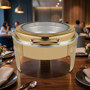 Recipiente para Calentar Comida Rectangular de Lujo Dorado para Hotel, de Primera Calidad, con Tapa de Vidrio Visible, Capacidad de 5L, Acero Inoxidable Ecológico - Product Image 2