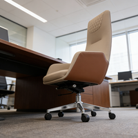 Chaise de bureau ergonomique pivotante en cuir, mobilier de bureau, chaise de direction à dossier haut, ensemble chaise de bureau et bureau d'ordinateur