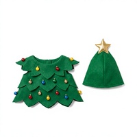 Costume de Noël pour animaux de compagnie en feutre polyester, cape animale bicolore, tenue de vacances d'hiver avec chapeau étoile pour les 2-14 ans
