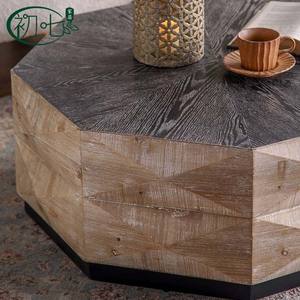 Wabi Sabi Solid Wood Coffee <b>Table</b> Natural Color Handmade Octagonal <b>Low</b> Round <b>Table</b> For Living Room Guesthouse Hotel - Product Image 4