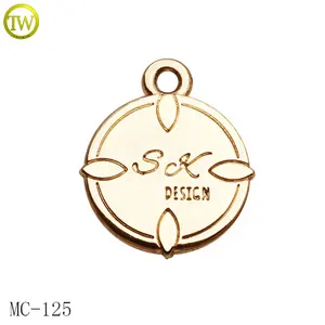 Altın plaka bilezik charms yapma oyma logo yuvarlak şekil metal takı charms/jewerly kolye