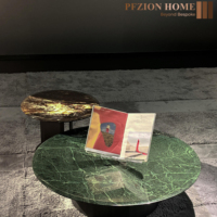 PFZION HOME Ensemble de centre de table en bois marbré naturel au design moderne et original pour villa, mobilier de salon et maison, table basse