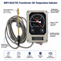 Indicateur de température d'huile de transformateur BWY-802 0-150°C, thermomètre de niveau d'huile supérieur avec capillaire de 5m, 2 interrupteurs d'alarme, filetage M27x2