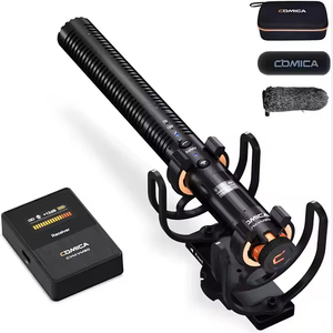 Microphone sans fil <span class=keywords><strong>COMICA</strong></span> VM30 XLR à condensateur super cardioïde, portable, avec contrôle de gain, affichage OLED, alimentation, pour caméra, 2.4G - Product Image 1