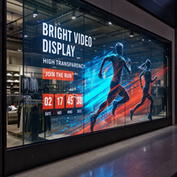 Film LED transparent adhésif pour vitrine de magasin de vêtements de sport, à coller sur vitrine en verre