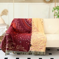 Serviette de Bain Épaisse en Coton Pur à Motif Géométrique Style Européen Rouge, Teinture Réactive, Personnalisable, Vente en Gros