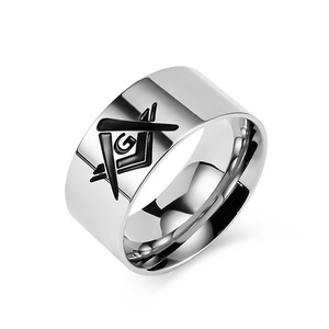 yunnique style <b>titanium</b> steel hip-hop personalized AG Freemason <b>rings</b> and bracelets for men and women, fashion nich - Product Image 1