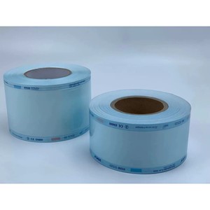 Sacs de stérilisation dentaire en papier et plastique en rouleau, film bleu thermoscellable, autoclave à vapeur, usage médical, certifié EN868 - Product Image 1