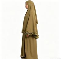 Abaya de Luxe Élégante Khimar Style Modeste Beige Robe Longue Musulmane Vente en Gros Dubaï Turquie Design en Mousseline
