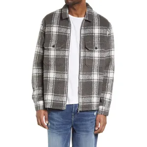 Custom Mens Warm Long Sleeve Quilted Lined Men Plaid Flannel Shirt Jacket In Check Design Men Custom Jackets