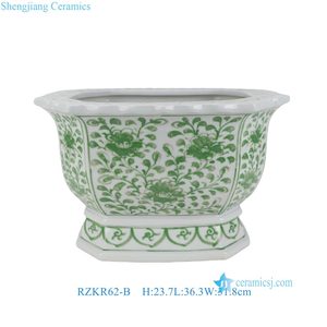 <span class=keywords><strong>Maceta</strong></span> Octogonal de Cerámica con Diseño Floral en Rosa, Verde y Blanco, RZKR61-B / RZKR62-B, para Bonsái - Product Image 4