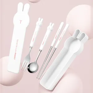 Trẻ Em Đáng Yêu Bộ Dao Kéo Dễ Thương Thỏ Đũa Muỗng Và Nĩa Đặt Thép Không Gỉ Flatware Set Cho Các Trường Học Văn Phòng Cắm Trại