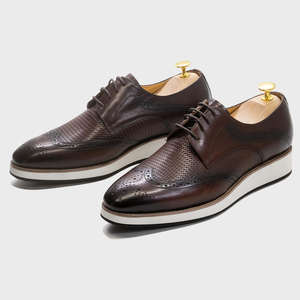 Chaussures habillées de luxe pour hommes faites à la main haut de gamme - Cuir véritable respirant Lacets Chaussures de soirée formelles - Product Image 6