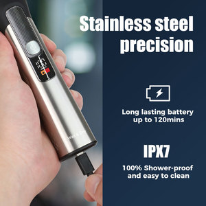 Kit de recortador de pelo para hombre, de acero inoxidable, IPX7, resistente al agua, para uso en seco y húmedo, con accesorios para cortar el pelo de la barba y la nariz - Product Image 2