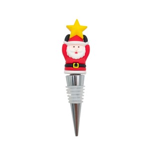 Santa Claus Christmas Wine Stopper Plastic Seal Bottle Closure Holiday Decorative Cork Cover - Product Image 2