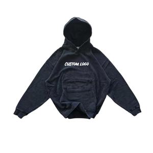 เสื้อฮู้ดดี้ผู้ชายคุณภาพสูงแบบสั่งทำพิเศษ 460 แกรม ผ้าหนา ทรงหลวม สไตล์วินเทจ ลุคทำเก่า ขายส่ง เสื้อฮู้ดดี้เปล่า - Product Image 1