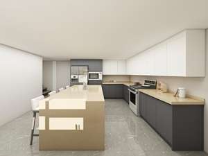 Système d'armoires de cuisine sur mesure de luxe avec portes en verre et éclairage LED de l'usine de Foshan - Product Image 2