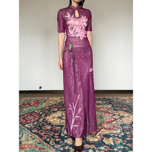 Nouvelle Robe Cheongsam Ajustée et Amincissante à Col Montant, Style Chinois, Série Florale, Motif Lys <span class=keywords><strong>Sauvage</strong></span>, Double Face, Coupe Slim - Product Image 3