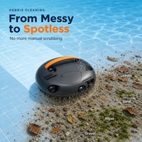 Nettoyeur de piscine robotisé sans fil avec double grattoir élargi, nettoyage des bords écologique, élimine les feuilles, aspirateur de piscine automatique IPX8 pour usage domestique