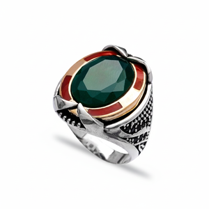 Emerald Gemstone Authentic <b>Men</b> <b>Ring</b> Wholesale Handmade 925 Sterling <b>Silver</b> Jewelry <b>Men's</b> <b>Silver</b> <b>Rings</b> - Product Image 2