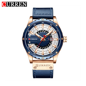 Montre à quartz CURREN 8374 pour homme, mouvement analogique, bracelet en cuir, style décontracté et professionnel, étanche 3 ATM, alliage, motif dessin animé - Product Image 1