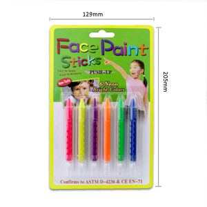 GP Vente en gros Arc-en-ciel <span class=keywords><strong>Paillettes</strong></span> phosphorescentes Néon UV Bâton de peinture pour le visage et le corps Ensemble de maquillage Halloween Crayons de cire - Product Image 3