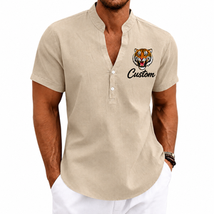 Camisetas de Hombre Lisas de Lino 100% de Alta Calidad con Logotipo Personalizado al por Mayor, Camisetas Unisex Casuales para Hombre con Estampado Gráfico - Product Image 2