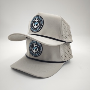 Five Panel Solid <b>Waterproof</b> Golf <b>Hat</b> Custom Silicone Emblem Low MOQ OEM Laser Perforated Breathable Eco Friendly Wear - Product Image 2
