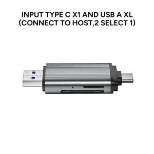 USB <span class=keywords><strong>2</strong></span> trong <span class=keywords><strong>1</strong></span> đầu đọc thẻ đầu vào Loại C và USB một <span class=keywords><strong>2</strong></span> chọn <span class=keywords><strong>1</strong></span> TF SD 3.0 104 MB/giây Hai khe cắm làm việc đồng thời nhôm nhà ở - Product Image 3