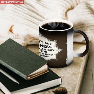 Taza mágica de cerámica negra esmerilada de 11 oz, sensible al calor y que cambia de color, para beber en casa u oficina - Product Image 3